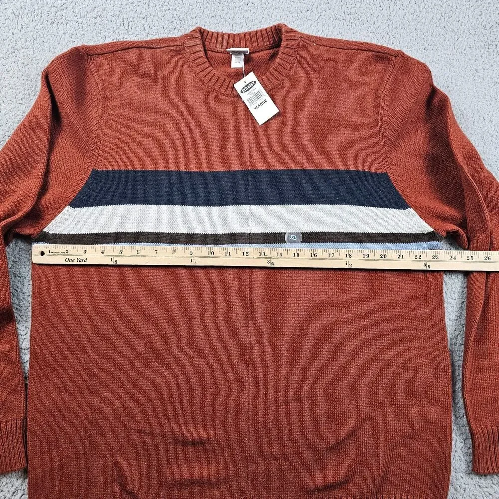 Vintage Old Navy Sweater Mens XL Orange Wool Blend Striped Y2K Pullover NWT VTG